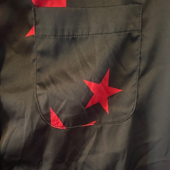 Torrid Sleep Black and Red Star Print Women's Pajama Long Sleeve Top and Pants - Picture 4 of 5